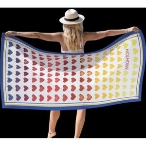 $48 Brighton Fun In The Sun Ombre Rainbow Hearts Beach Towel NEW Valentines Gift